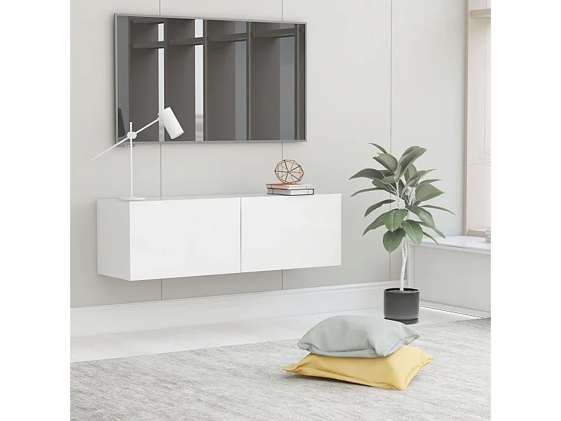 Meuble TV Blanc 100x30x30 cm Aggloméré WET8463