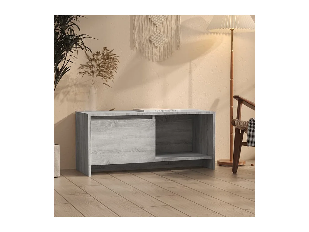 Tv-meubel 90x35x40 cm bewerkt hout grijs sonoma eikenkleurig NL542290