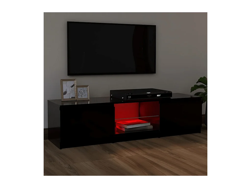 Mueble TV con luces LED negro 120x30x35,5 cm YOE59606