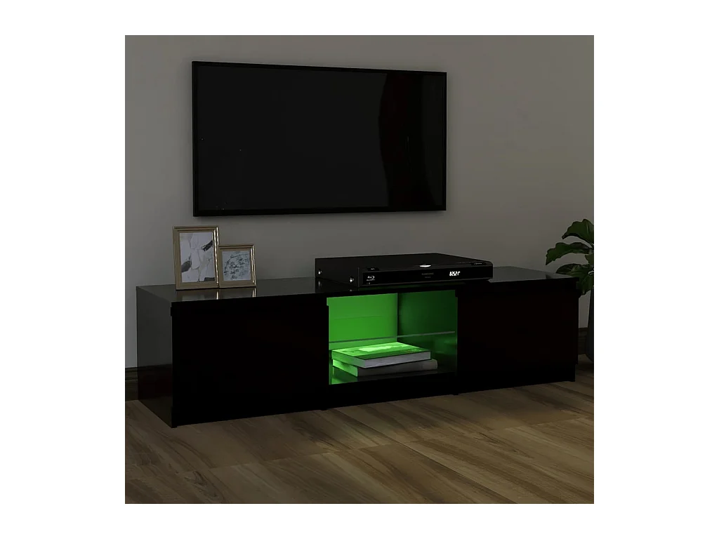 Mueble TV con luces LED negro 120x30x35,5 cm YOE59606