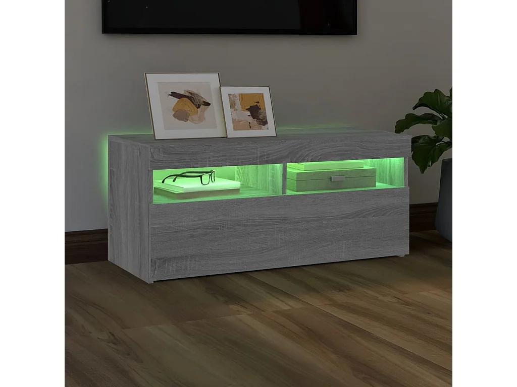 Meuble TV avec lumières LED Sonoma gris 90x35x40 cm WET4165