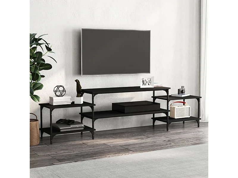 Mobile Porta TV | Armadietto TV Nero 197x35x52 cm in Legno Multistrato