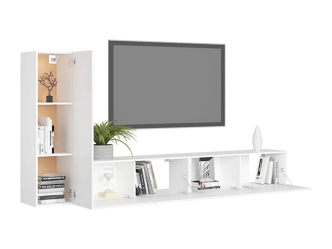 3-tlg. TV-Schrank-Set,TV-Möbel Weiß Holzwerkstoff -gkd164418