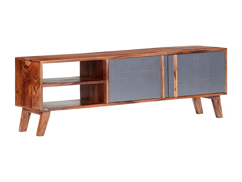 Mueble TV madera maciza de Sheesham gris 140x30x35 cm YOE64661