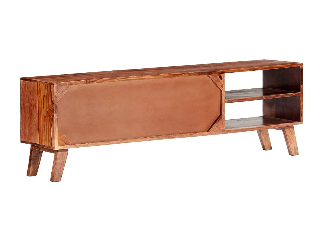 Meuble TV gris 140x30x45 cm bois solide WET5816