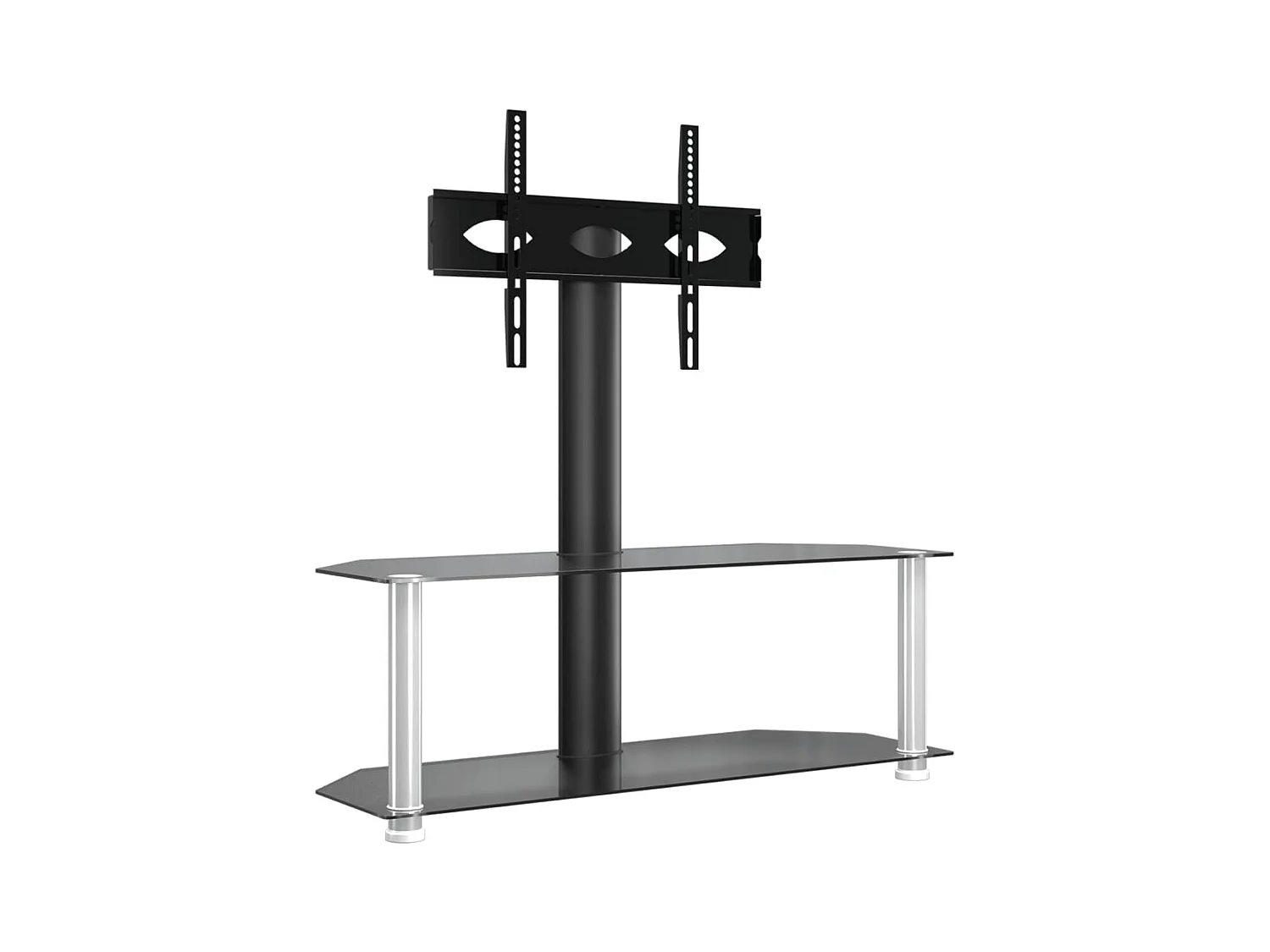 Meuble TV d'angle 2 niveaux pour 32-70 pouces noir argenté WET3359