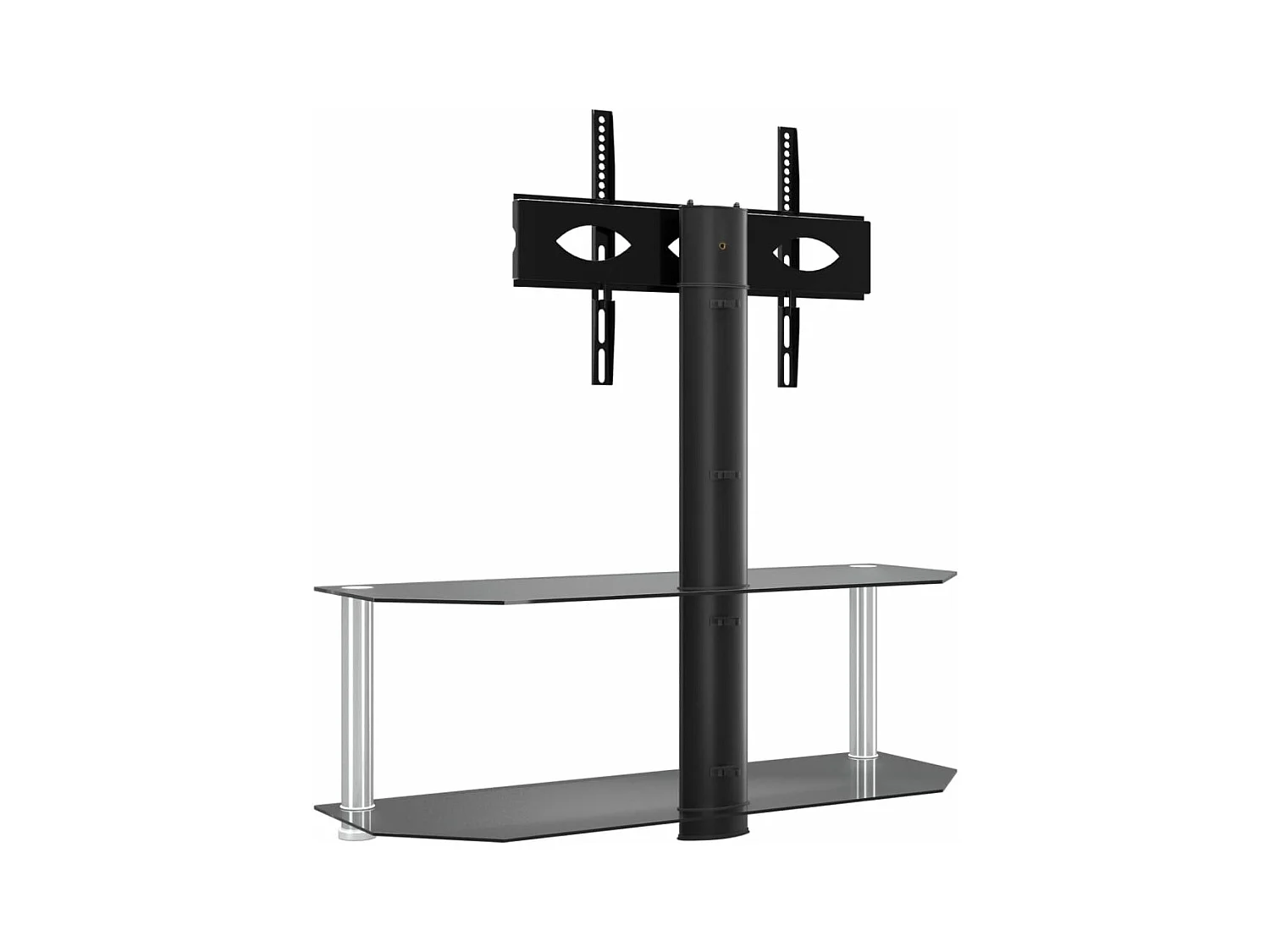 Meuble TV d'angle 2 niveaux pour 32-70 pouces noir argenté WET3359