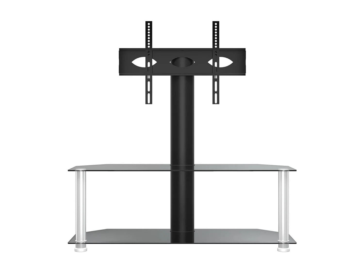 Meuble TV d'angle 2 niveaux pour 32-70 pouces noir argenté WET3359