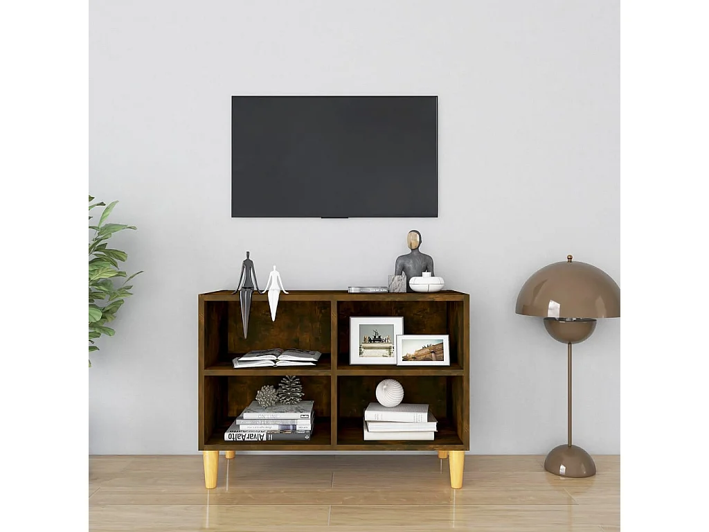 TV-Schrank,TV-Möbel mit Massivholz-Beinen Räuchereiche 69,5x30x50 cm -gkd868019