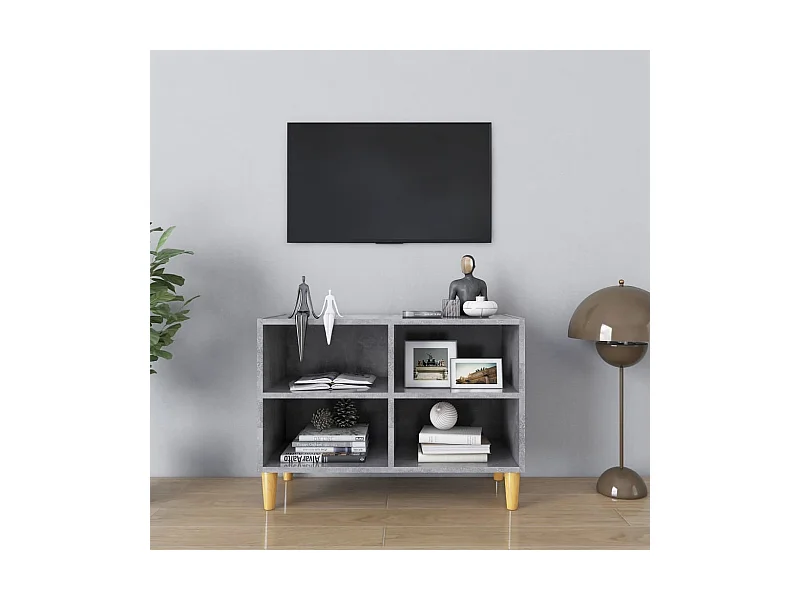 Tv-meubel met massief houten poten 69,5x30x50 cm betongrijs NL656064