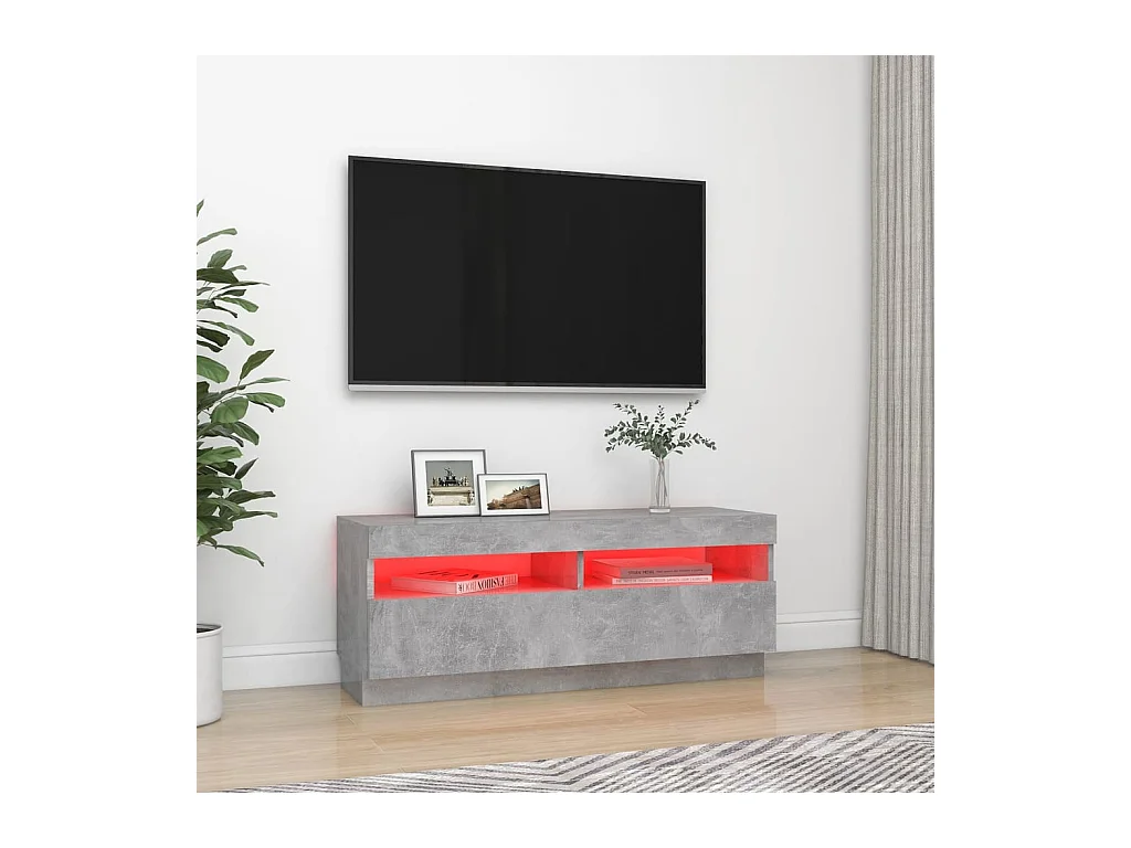 Meuble TV avec lumières LED gris béton 100x35x40 cm WET6998
