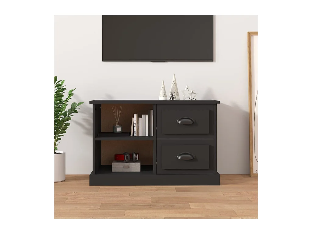 Meuble TV noir 73x35,5x47,5 cm bois d'ingénierie WET1030