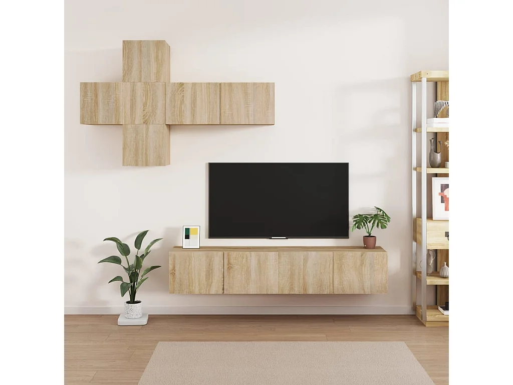 Ensemble de meubles TV 7 pcs Chêne sonoma Bois d'ingénierie WET3193