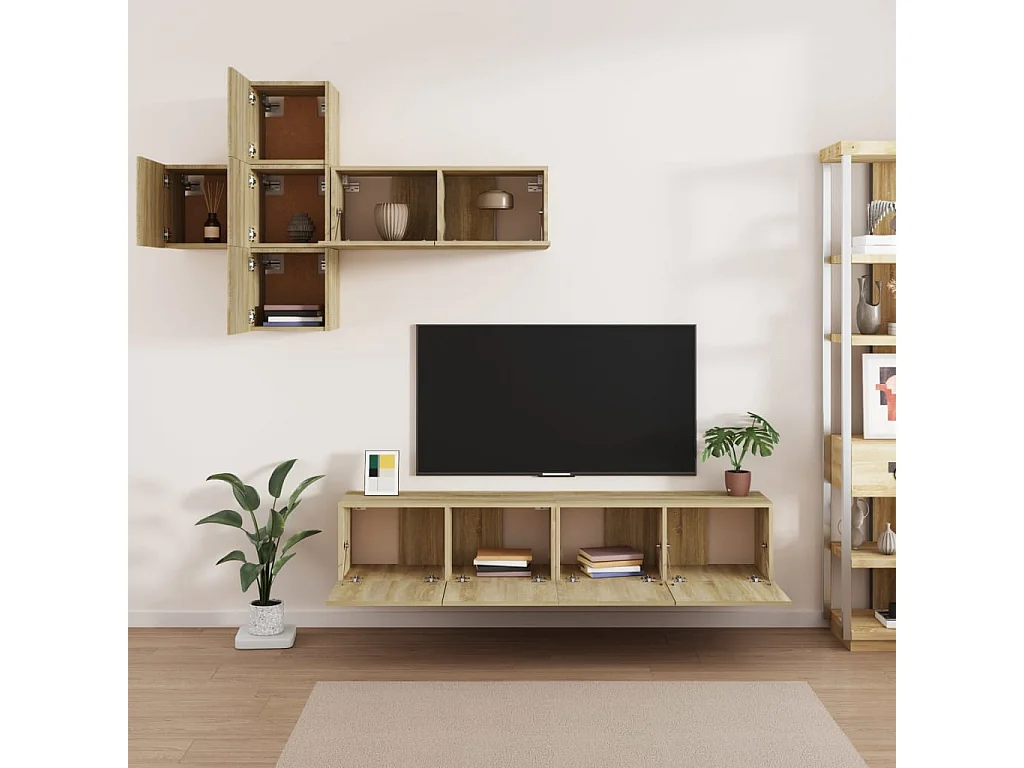 Ensemble de meubles TV 7 pcs Chêne sonoma Bois d'ingénierie WET3193