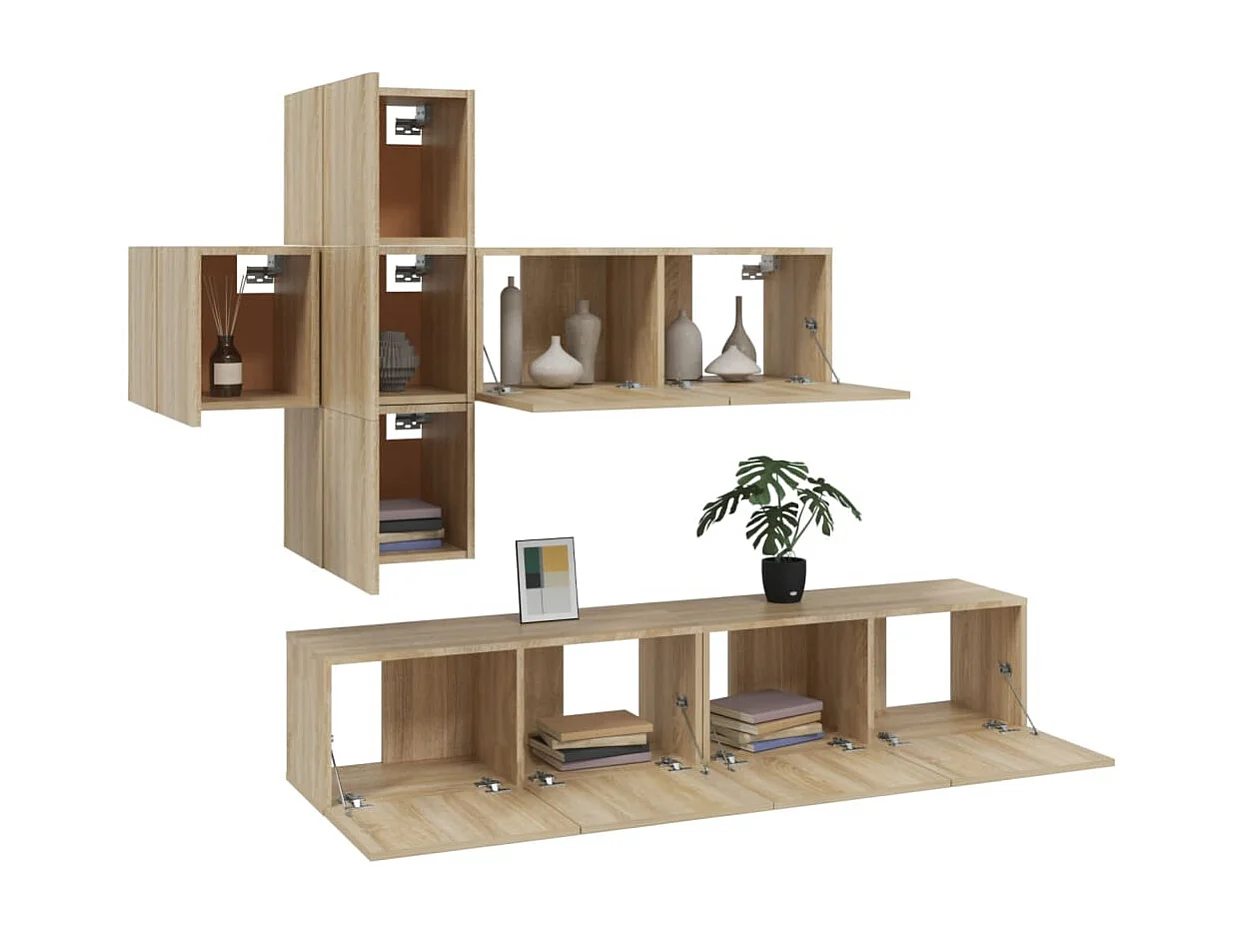 Ensemble de meubles TV 7 pcs Chêne sonoma Bois d'ingénierie WET3193