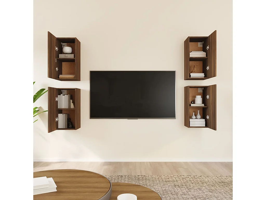 4 Stk.TV-Schränke,TV-Möbel Braun Eichen-Optik 30,5x30x60 cm -gkd524518