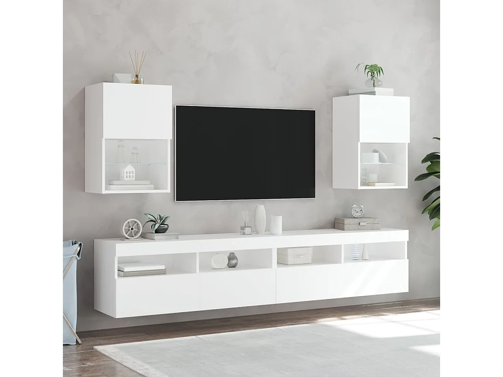 TV-Schrank,TV-Möbel mit LED-Leuchten Weiß 40,5x30x60 cm -gkd281109