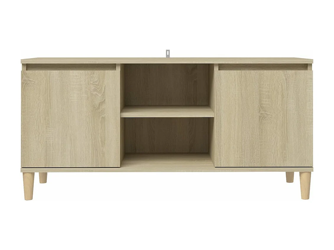 Meuble TV avec pieds en bois massif Chêne sonoma 103,5x35x50 cm WET7662