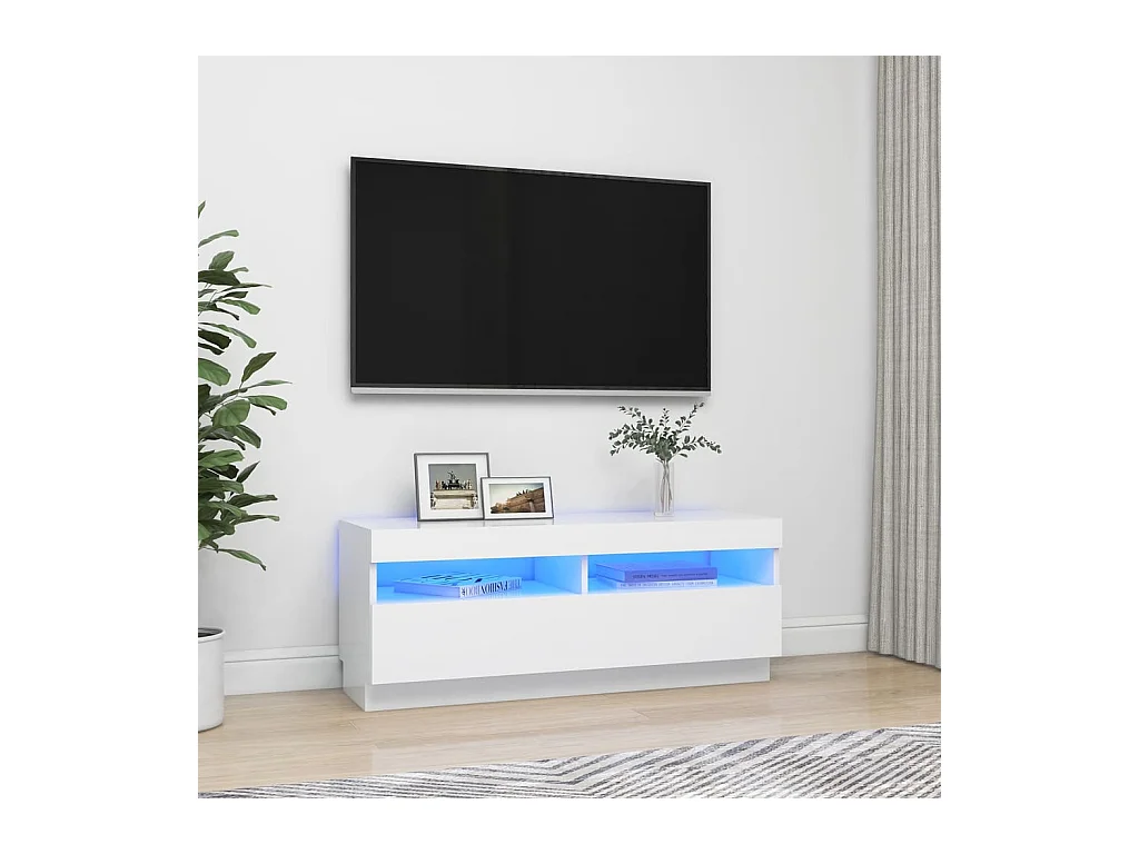 Meuble TV avec lumières LED Blanc 100x35x40 cm WET7505