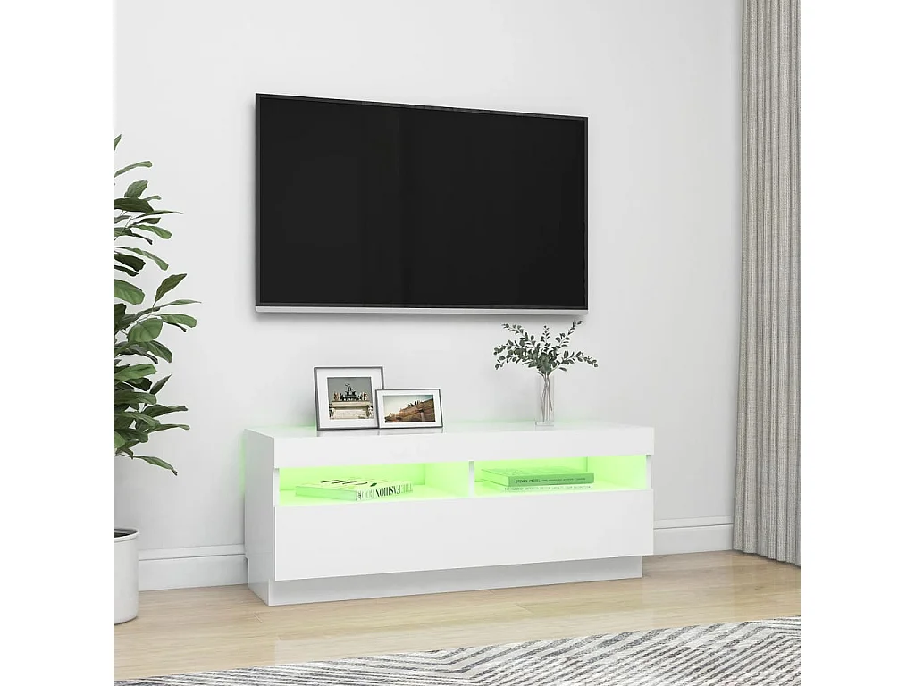 Meuble TV avec lumières LED Blanc 100x35x40 cm WET7505