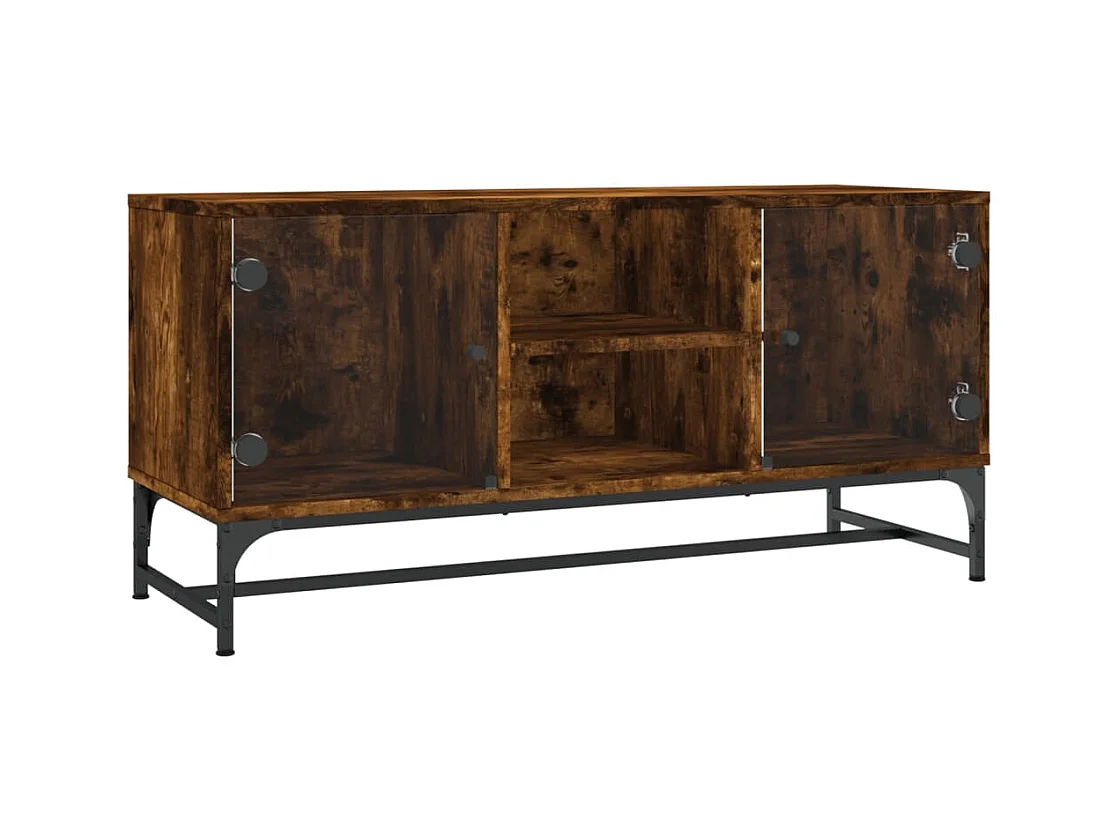 Meuble TV avec portes en verre chêne fumé 102x37x50 cm WET4162