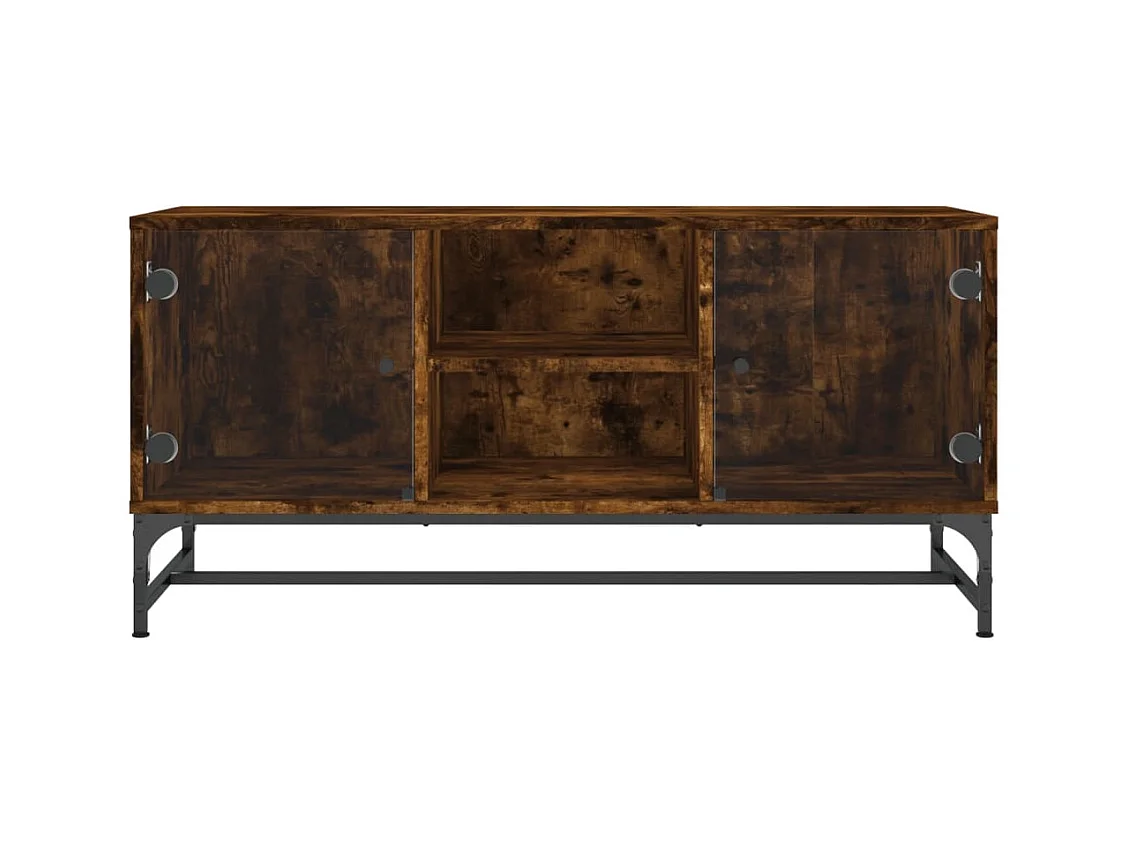 Meuble TV avec portes en verre chêne fumé 102x37x50 cm WET4162
