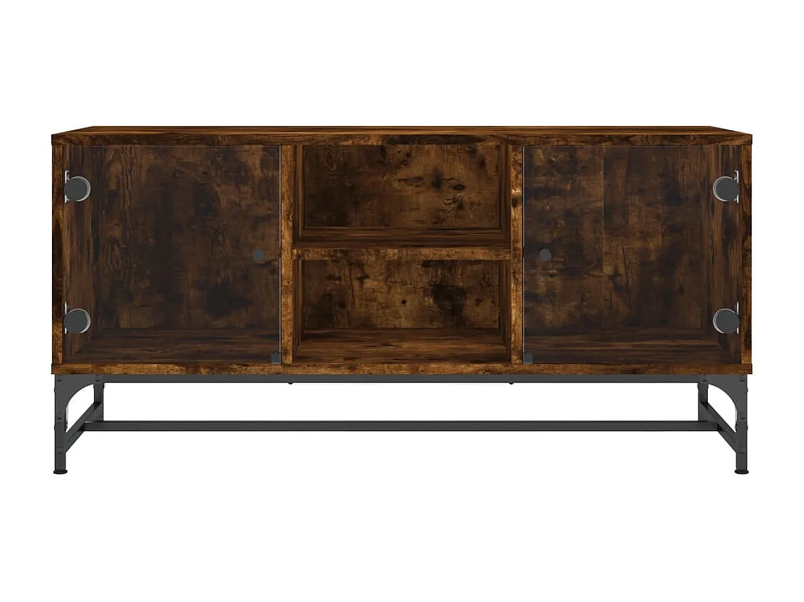 Meuble TV avec portes en verre chêne fumé 102x37x50 cm WET4162