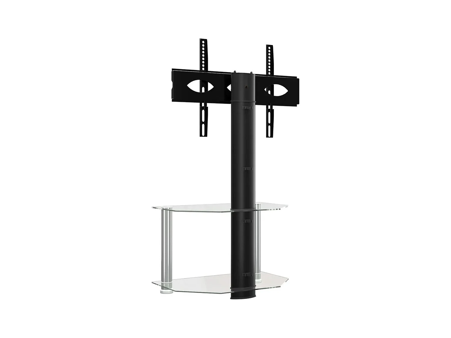 Meuble TV d'angle 2 niveaux pour 32-70 pouces noir argenté WET4386