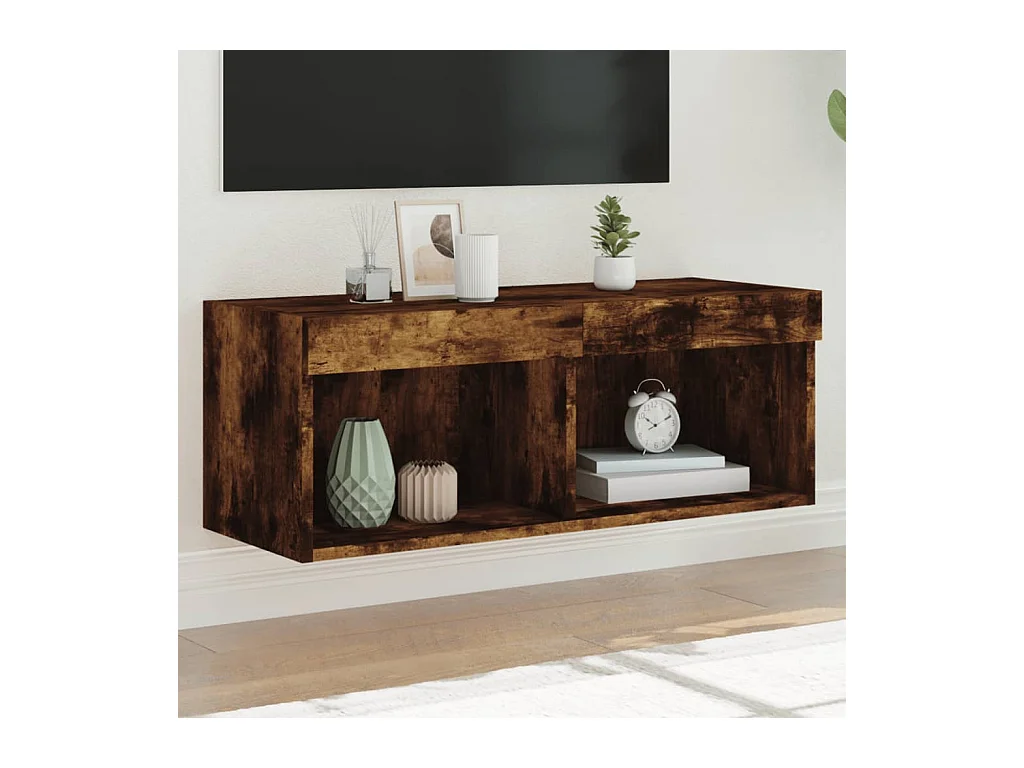 Tv-meubel met LED-verlichting 80x30x30 cm gerookt eikenkleurig NL28120