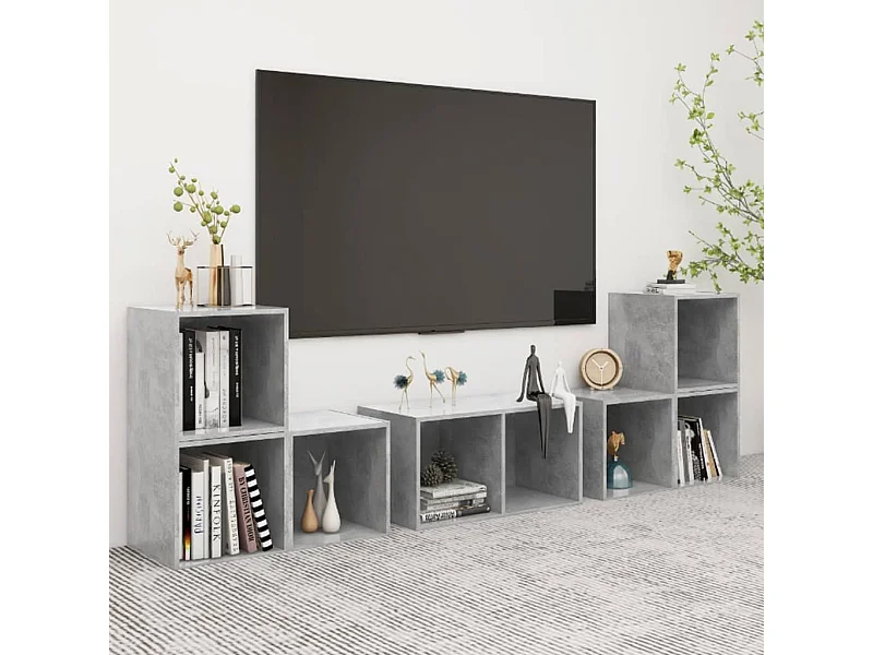 Ensemble de meubles TV 6 pcs Gris béton Aggloméré WET8785