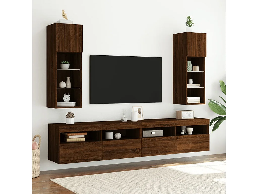 Mueble TV con luces LED roble marrón 30,5x30x90 cm YOE64906