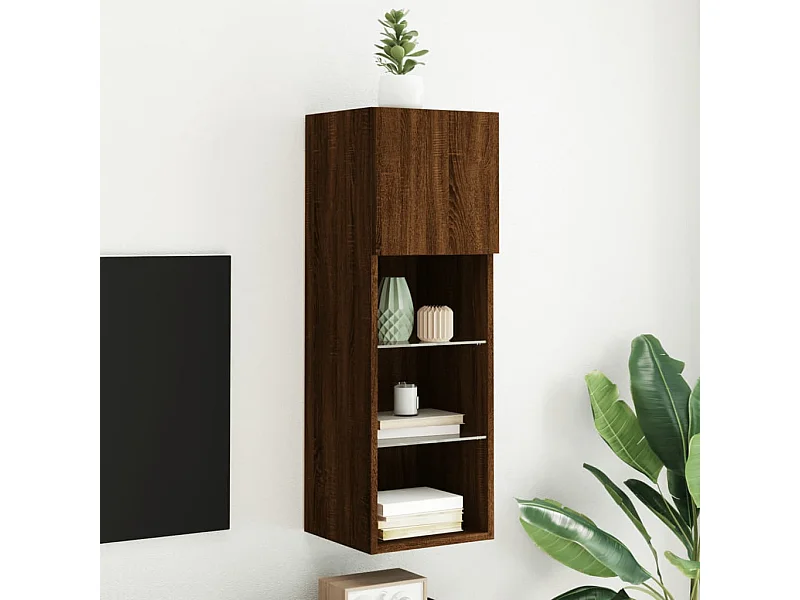 TV-Schrank,TV-Möbel mit LED-Leuchten Braun Eichen-Optik 30,5x30x90 cm -gkd782969