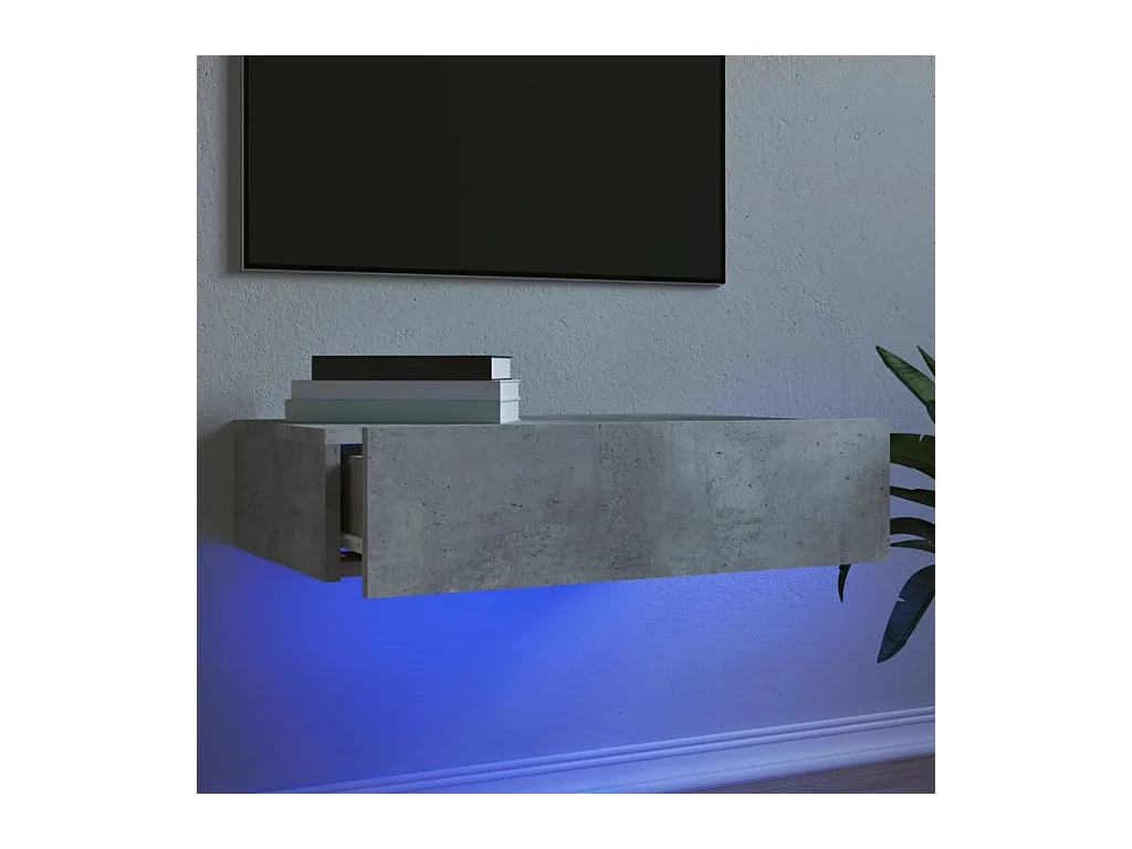 Meuble TV avec éclairage LED gris béton 60x35x15,5 cm WET6348