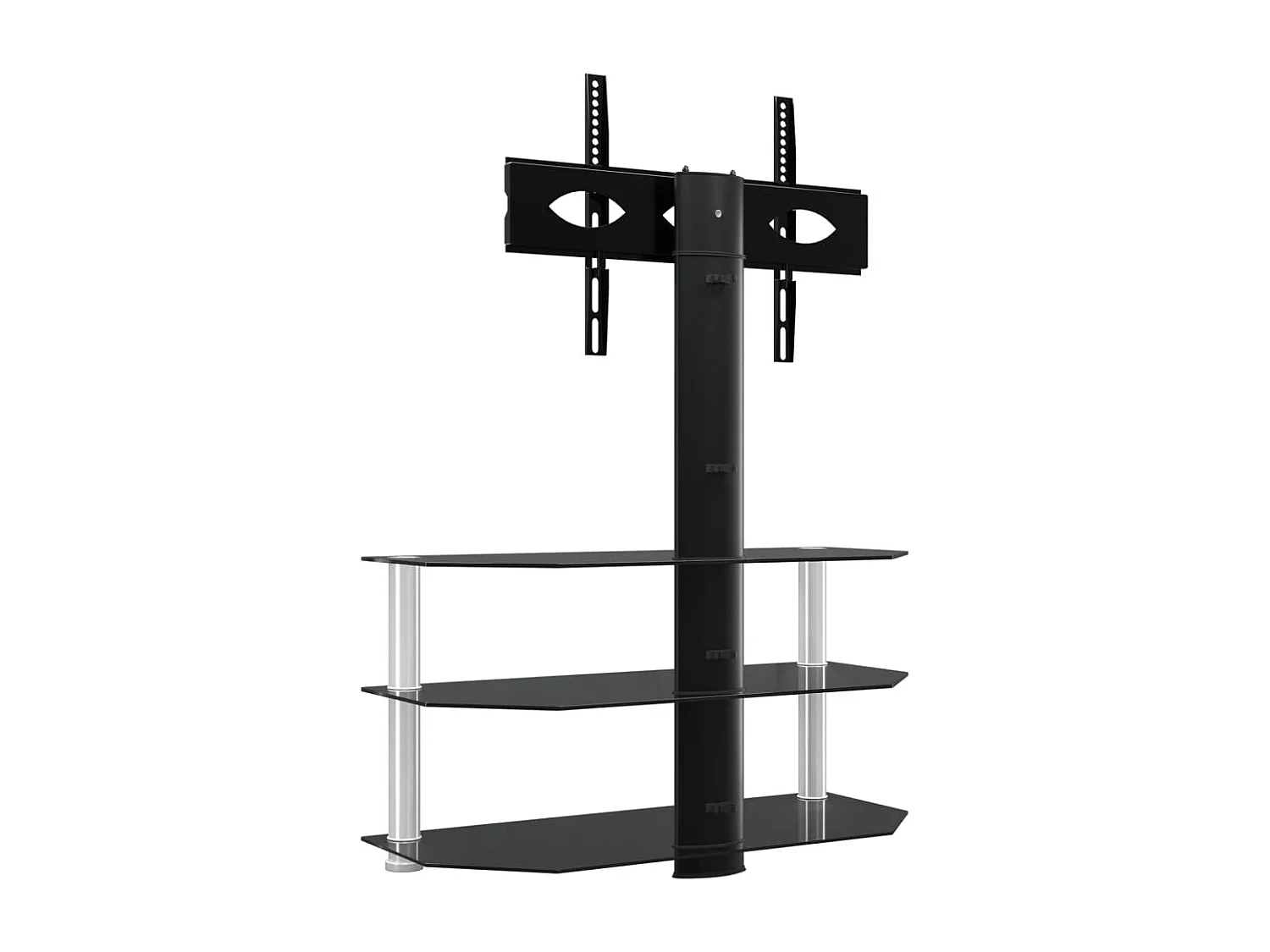 Meuble TV d'angle 3 niveaux pour 32-70 pouces noir et argenté WET2124