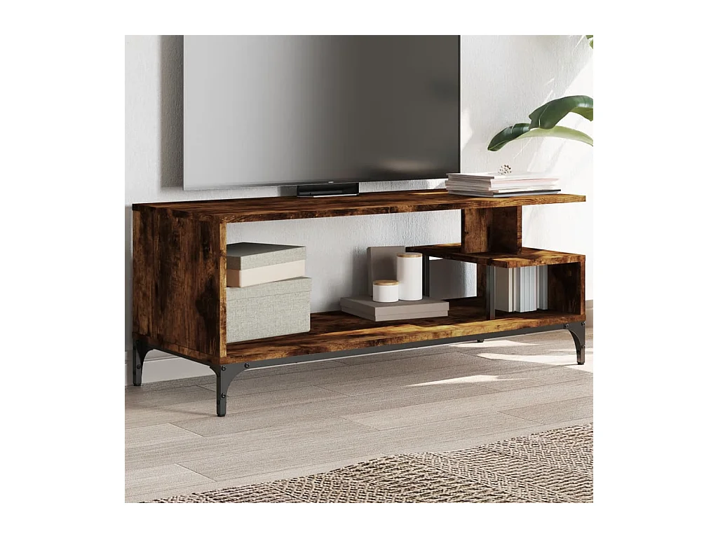 Meuble TV chêne fumé bois ingénierie et acier enduit de poudre WET5983