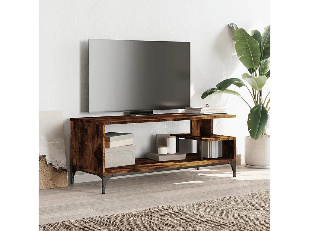 Meuble TV chêne fumé bois ingénierie et acier enduit de poudre WET5983