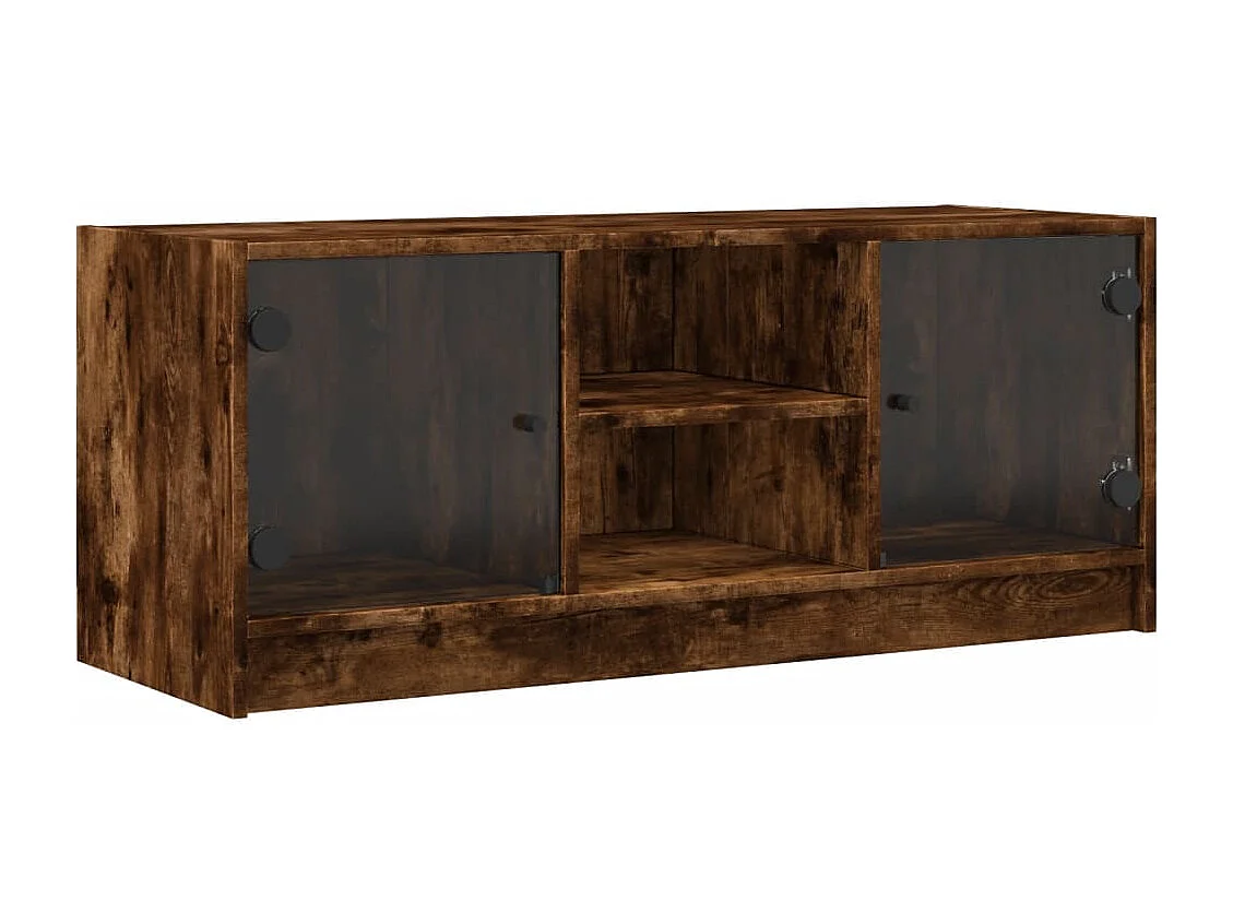 Tv-meubel met glazen deuren 102x37x42 cm gerookt eikenkleurig NL51891