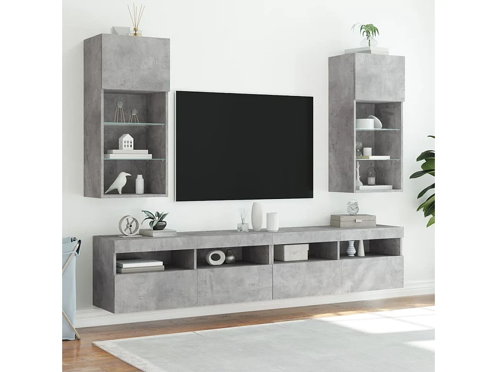 Meubles TV avec lumières LED 2 pcs gris béton 40,5x30x90 cm WET5661