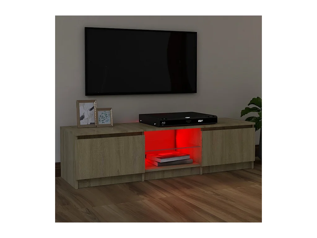 Mueble TV con luces LED roble Sonoma 120x30x35,5 cm YOE82143