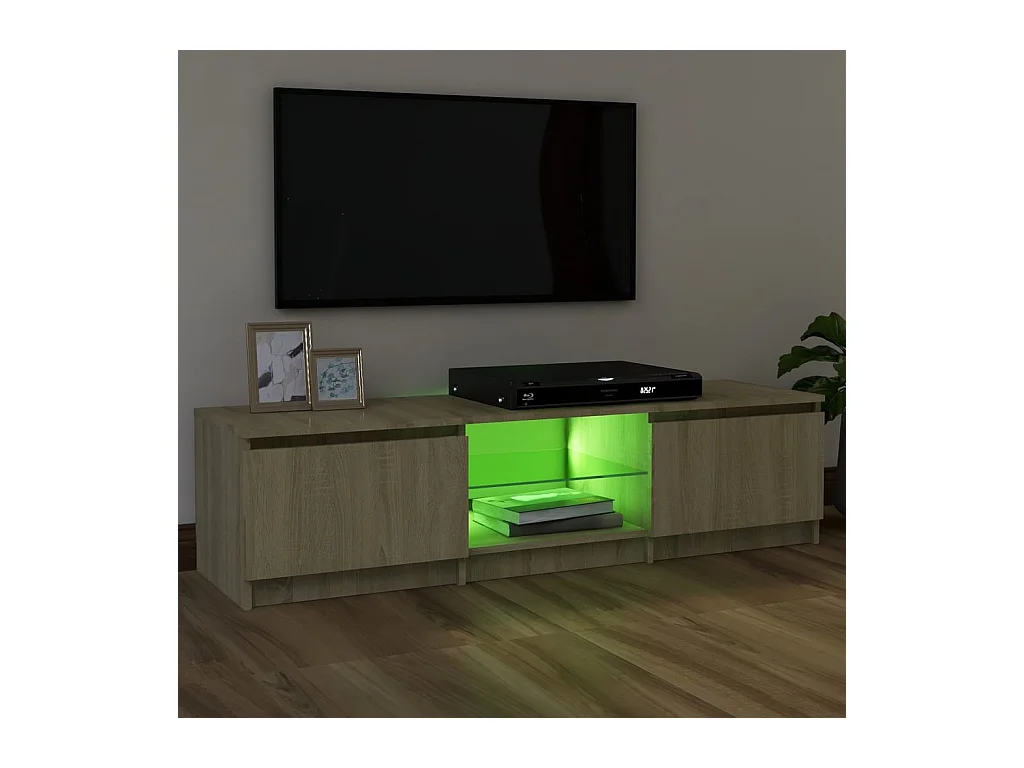 Mueble TV con luces LED roble Sonoma 120x30x35,5 cm YOE82143