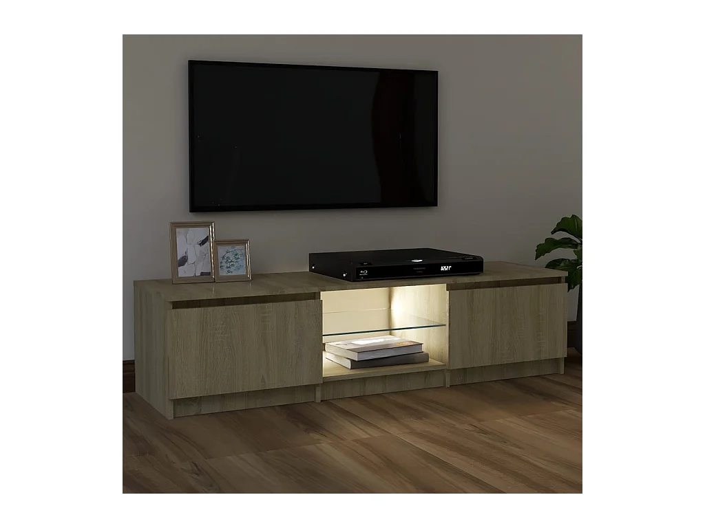 Mueble TV con luces LED roble Sonoma 120x30x35,5 cm YOE82143