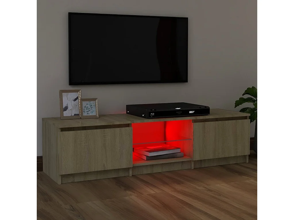 Tv-meubel met LED-verlichting 120x30x35,5 cm sonoma eikenkleur NL95334