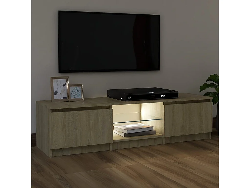 Tv-meubel met LED-verlichting 120x30x35,5 cm sonoma eikenkleur NL95334
