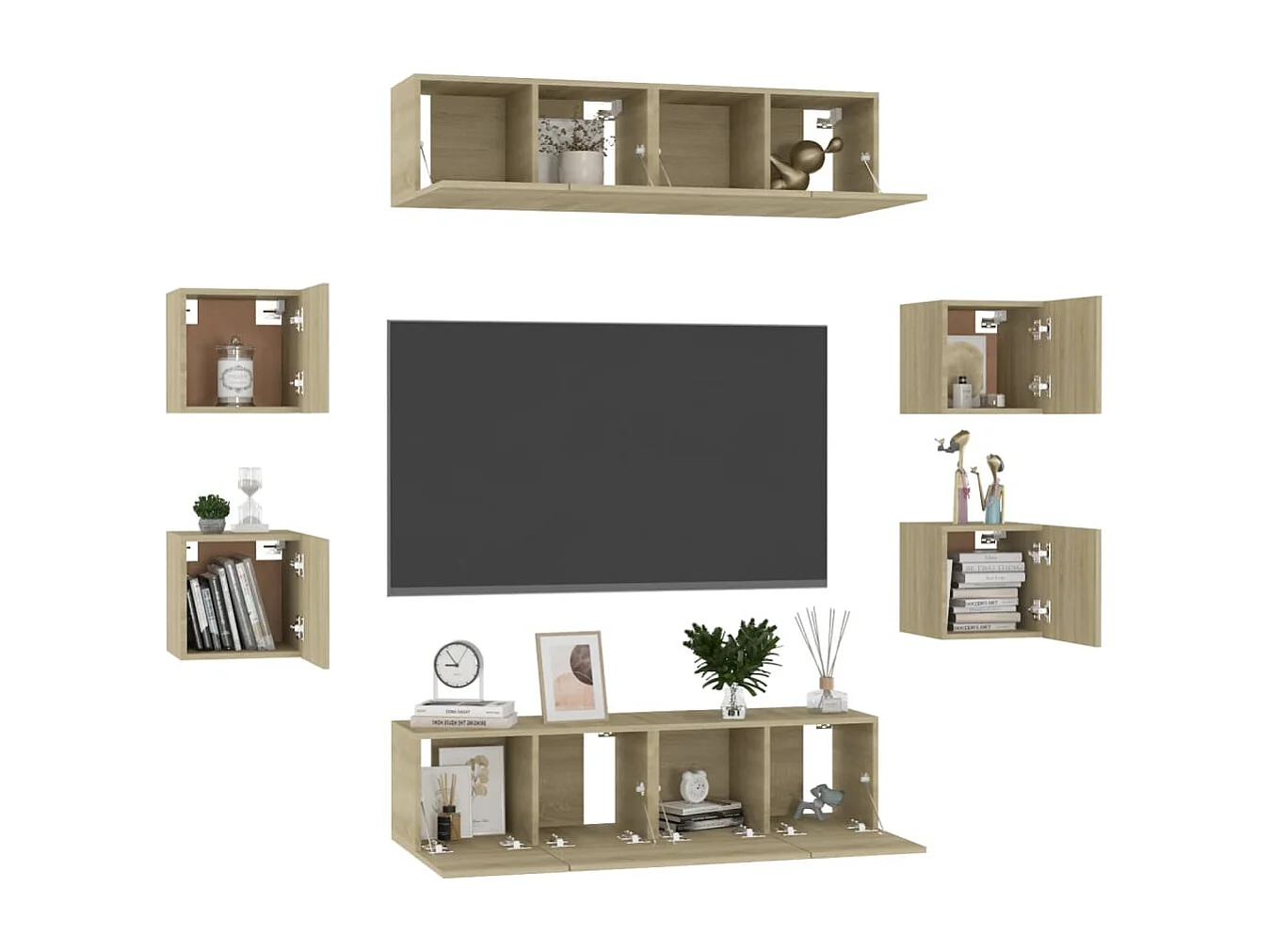 8 pzas Muebles TV roble Sonoma YOE25426