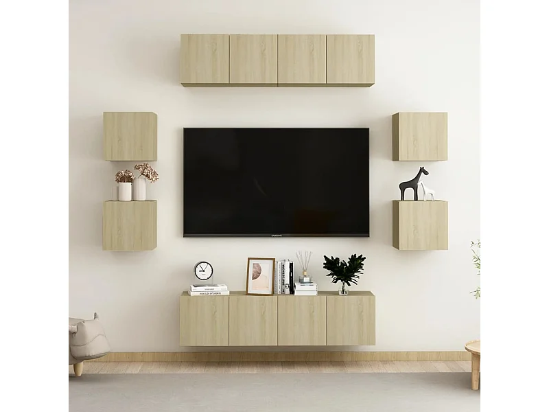 8 pzas Muebles TV roble Sonoma YOE25426