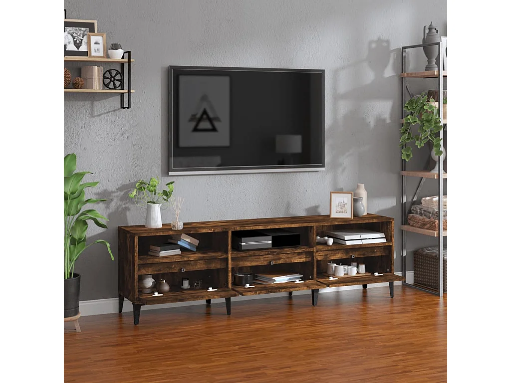 Meuble TV chêne fumé 150x30x44,5 cm bois d'ingénierie WET6954