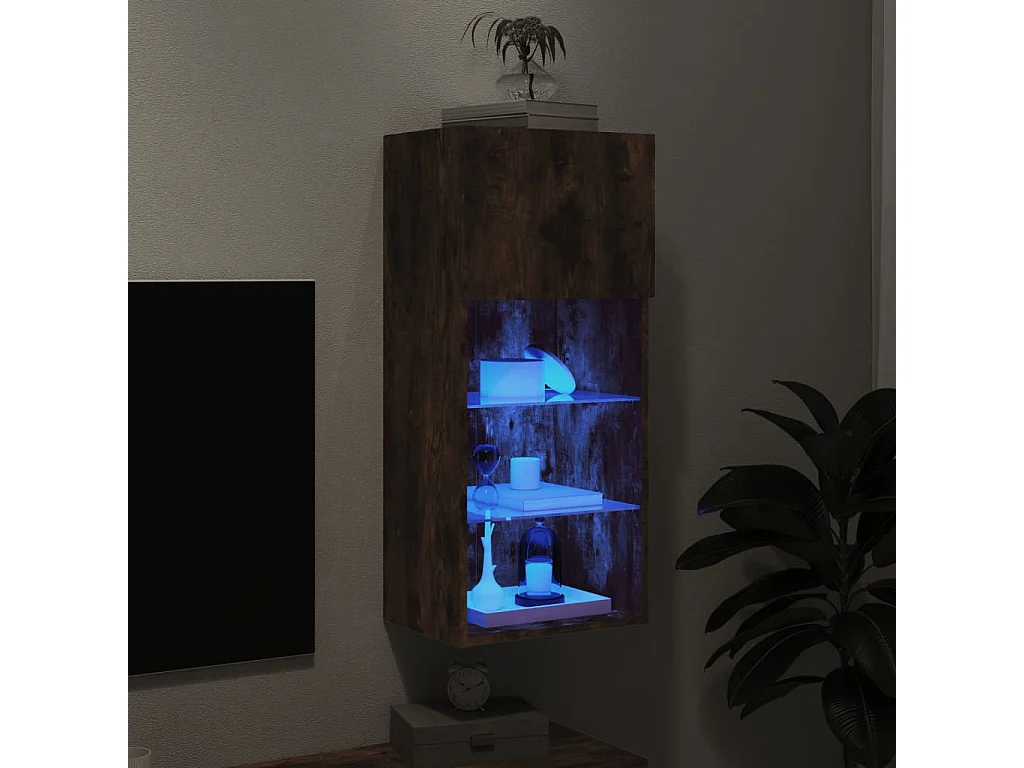 Meuble TV avec lumières LED chêne fumé 40,5x30x90 cm WET7012