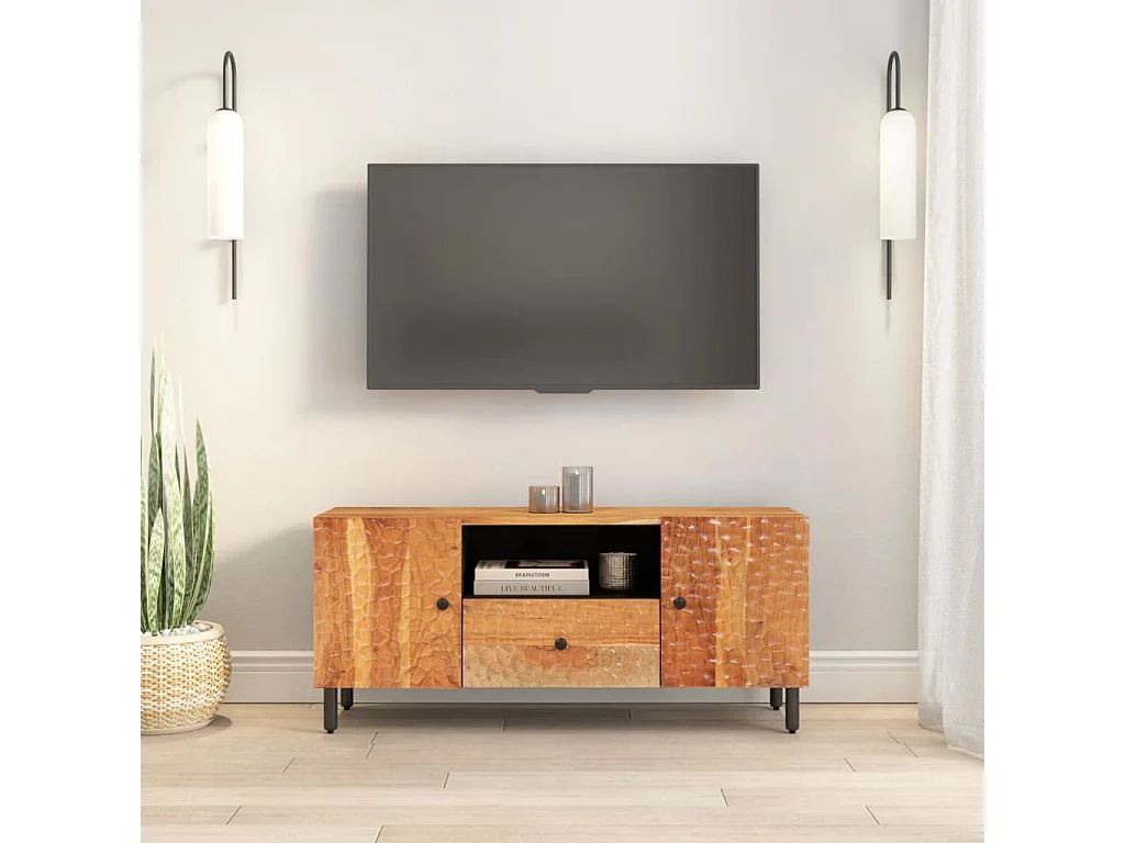 Meuble TV 105x33x46 cm Bois d'acacia massif WET2940