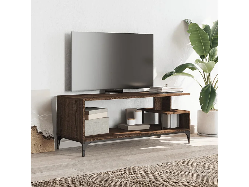 TV-Schrank,TV-Möbel Braun Eichen-Optik 102x40x41 cm Holzwerkstoff Stahl -gkd382977