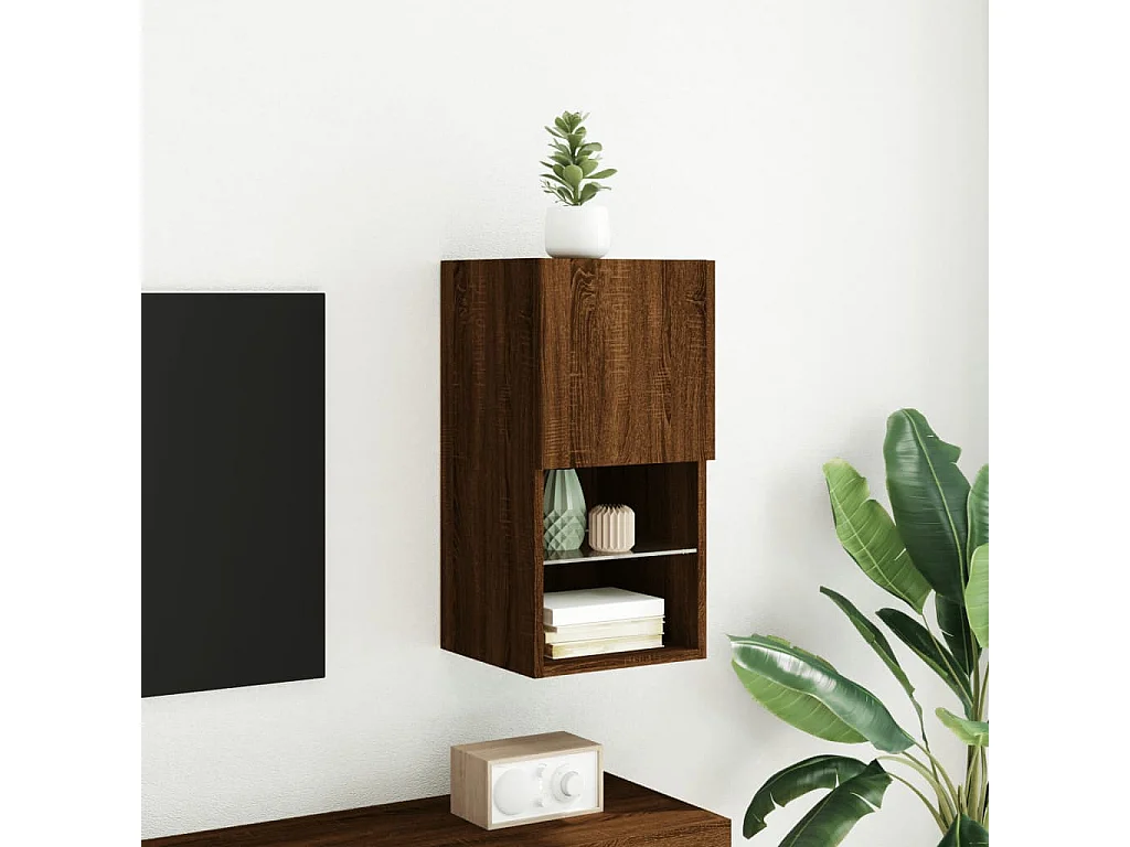 Meuble TV avec lumières LED chêne marron 30,5x30x60 cm WET1856